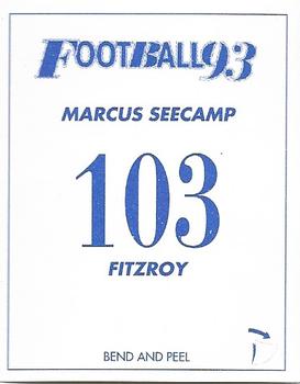 1993 Select AFL Stickers #103 Marcus Seecamp Back